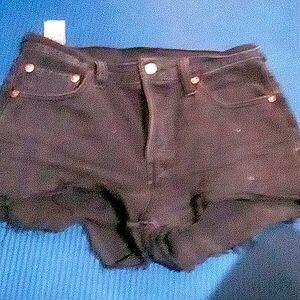 Levis 501 black denim cut off shorts
